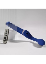 Синий безремневой страпон Multi Orgasm Bendable Strap-On size XL с клиторальной стимуляцией - Strap-on-me - купить с доставкой в Курске