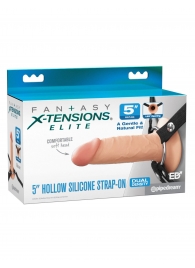 Телесный пустотелый фаллопротез 5’’ Hollow Silicone Strap-On - 14 см. - Pipedream - купить с доставкой в Курске