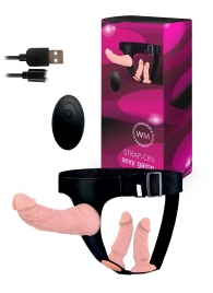 Женский страпон с 3 насадками и вибрацией - Erowoman-Eroman - купить с доставкой в Курске