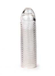 Прозрачная закрытая насадка на пенис с ребрышками - 16 см. - Sex Expert - в Курске купить с доставкой