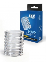 Прозрачная сквозная насадка на пенис с ребрышками - Sex Expert - в Курске купить с доставкой