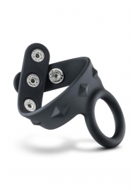 Черное эрекционное кольцо с подхватом мошонки на кнопках VS6 - Blush Novelties - в Курске купить с доставкой