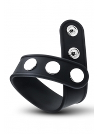 Черное эрекционное кольцо на кнопках - Blush Novelties - в Курске купить с доставкой