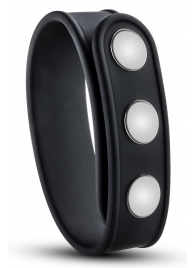 Черное эрекционное кольцо на кнопках - Blush Novelties - в Курске купить с доставкой