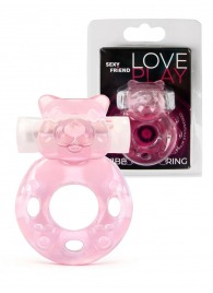 Розовое эрекционное виброкольцо в форме мишки - 1137 - в Курске купить с доставкой