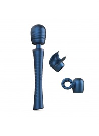 Синий вибромассажёр с насадками Man.wand Edgy - Manwan - в Курске купить с доставкой