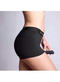 Черные трусики-боксеры для фиксации насадок Strap-on-me Harness Lingerie Allure - size XS - Strap-on-me - купить с доставкой в Курске