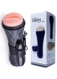 Телесный мастурбатор-вагина в черной колбе с вибрацией - Boys of Toys - в Курске купить с доставкой