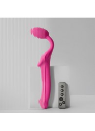 Ярко-розовый безремневой страпон Strap-on-me Vibrating Bendable Strap-On size M - Strap-on-me - купить с доставкой в Курске