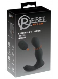 Черная анальная пробка с вибрацией, вращением и пультом ДУ RC Butt Plug with 2 Functions - Orion - в Курске купить с доставкой