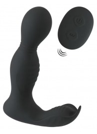 Черная анальная пробка с вибрацией, вращением и пультом ДУ RC Butt Plug with 2 Functions - Orion - в Курске купить с доставкой