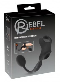 Черное виброкольцо с анальной пробкой Cock Ring with RC Butt Plug - Orion - в Курске купить с доставкой