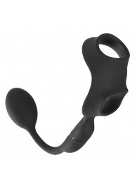 Черное виброкольцо с анальной пробкой Cock Ring with RC Butt Plug - Orion - в Курске купить с доставкой