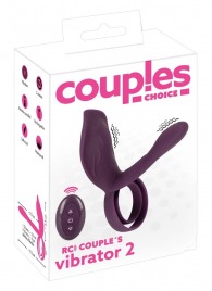 Фиолетовая насадка на член с клиторальным отростком и пультом ДУ RC Couple’s Vibrator 2 - Orion - в Курске купить с доставкой