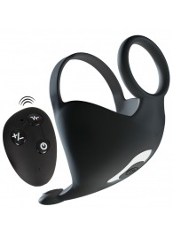 Черная вибронасадка для эрекции и стимуляции мошонки Cock ring with RC ball massager - Orion - в Курске купить с доставкой