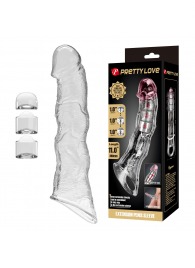 Прозрачный фаллоудлинитель с 3 вставками - 28 см. - Baile - в Курске купить с доставкой