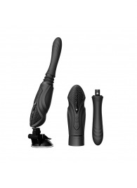 Черная секс-машина с функцией нагрева, насадками и присоской Sesh - Zalo - купить с доставкой в Курске