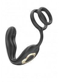 Черная анальная пробка с вращением и эрекционными кольцами - Ibiza - в Курске купить с доставкой