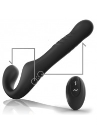 Черный безремневой страпон с вибрацией и возвратно-поступательными движениями - 24 см. - Ibiza - купить с доставкой в Курске