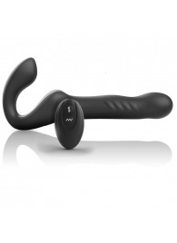 Черный безремневой страпон с вибрацией и возвратно-поступательными движениями - 24 см. - Ibiza - купить с доставкой в Курске