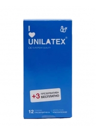 Классические презервативы Unilatex Natural Plain - 12 шт. + 3 шт. в подарок - Unilatex - купить с доставкой в Курске