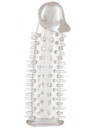 Прозрачная насадка на половой член с закрытой головкой и шипами - 12,5 см. - Toyfa Basic - в Курске купить с доставкой
