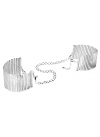 Серебристые наручники-браслеты Desir Metallique Handcuffs - Bijoux Indiscrets - купить с доставкой в Курске