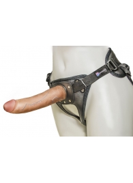 Насадка-фаллоимитатор на кожаных трусиках Harness Ultra Realistic 7  - 18 см. - LOVETOY (А-Полимер) - купить с доставкой в Курске