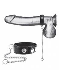 Утяжка на пенис с поводком Snap Cock Ring With 12  Leash - BlueLine - купить с доставкой в Курске