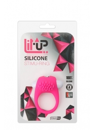 Розовое эрекционное кольцо с щеточкой LIT-UP SILICONE STIMU RING 5 - Dream Toys - в Курске купить с доставкой