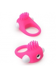 Розовое эрекционное кольцо с щеточкой LIT-UP SILICONE STIMU RING 5 - Dream Toys - в Курске купить с доставкой