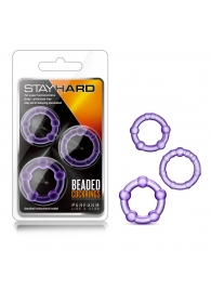 Набор из 3 фиолетовых эрекционных колец Stay Hard Beaded Cockrings - Blush Novelties - в Курске купить с доставкой