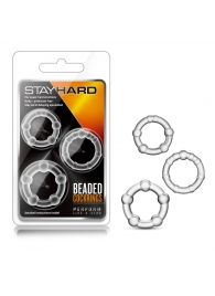 Набор из 3 прозрачных эрекционных колец Stay Hard Beaded Cockrings - Blush Novelties - в Курске купить с доставкой