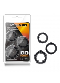 Набор из 3 чёрных эрекционных колец Stay Hard Beaded Cockrings - Blush Novelties - в Курске купить с доставкой