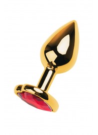 Золотистая анальная пробка с кристаллом-сердцем - 7,5 см. - ToyFa - купить с доставкой в Курске