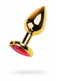 Золотистая анальная пробка с кристаллом-сердцем - 7,5 см. - ToyFa - купить с доставкой в Курске