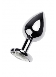 Серебристая анальная пробка с прозрачным кристаллом-сердцем - 8 см. - ToyFa - купить с доставкой в Курске