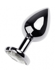 Серебристая анальная пробка с прозрачным кристаллом-сердцем - 8 см. - ToyFa - купить с доставкой в Курске