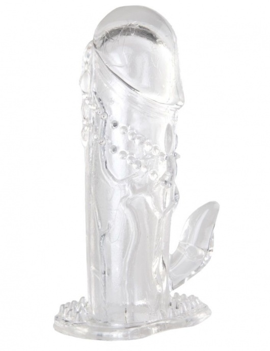 Прозрачная гелевая насадка с клиторальным отростком - 13 см. - Toyfa Basic - в Курске купить с доставкой