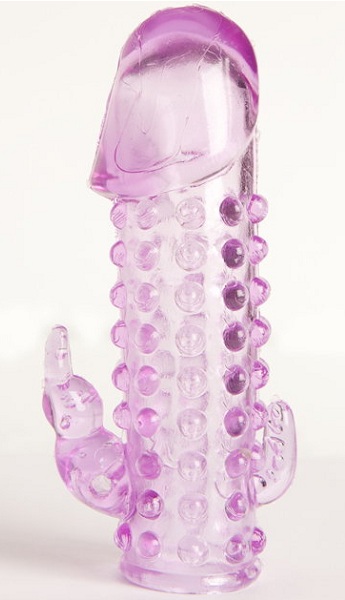 Закрытая фиолетовая насадка с 2 отростками - 13 см. - Toyfa Basic - в Курске купить с доставкой