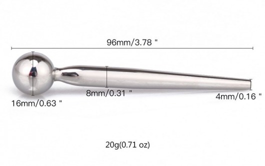 Гладкий металлический уретральный плаг с шариком - 9,6 см. - Notabu - купить с доставкой в Курске