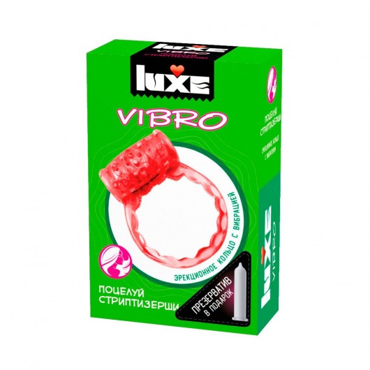 Розовое эрекционное виброкольцо Luxe VIBRO  Поцелуй стриптизёрши  + презерватив - Luxe - в Курске купить с доставкой