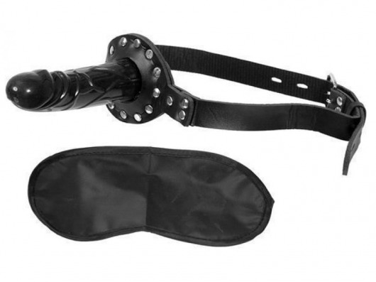 Чёрный кляп с фаллоимитатором Deluxe Ball Gag with Dildo - Pipedream - купить с доставкой в Курске