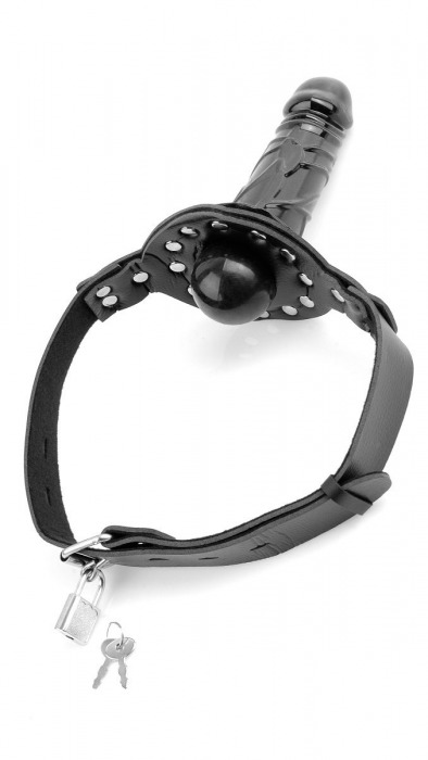 Чёрный кляп с фаллоимитатором Deluxe Ball Gag with Dildo - Pipedream - купить с доставкой в Курске