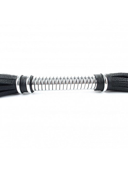 Черная плеть с серебристой ручкой - 44 см. - БДСМ Арсенал - купить с доставкой в Курске