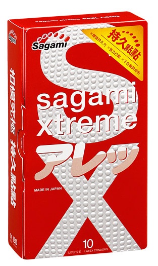Утолщенные презервативы Sagami Xtreme Feel Long с точками - 10 шт. - Sagami - купить с доставкой в Курске
