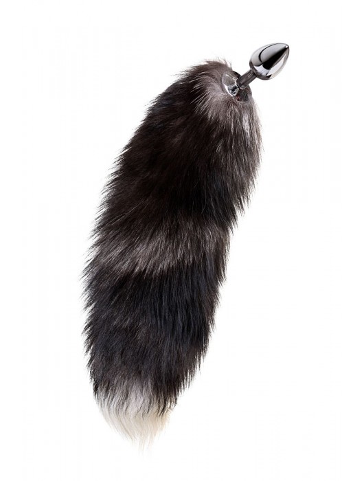 Серебристая металлическая анальная втулка с хвостом чернобурой лисы - размер S - ToyFa - купить с доставкой в Курске