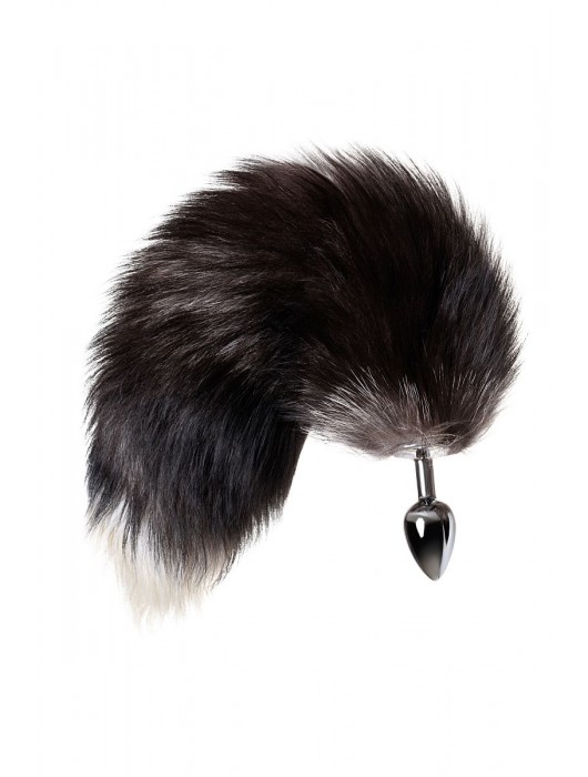 Серебристая металлическая анальная втулка с хвостом чернобурой лисы - размер S - ToyFa - купить с доставкой в Курске