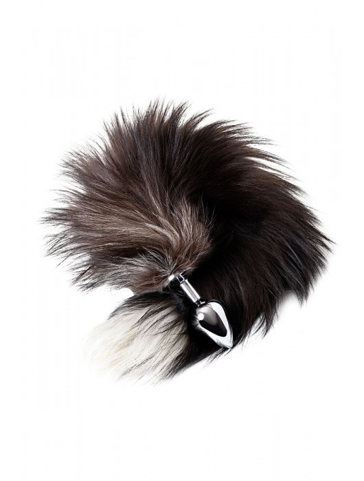 Серебристая металлическая анальная втулка с хвостом чернобурой лисы - размер S - ToyFa - купить с доставкой в Курске