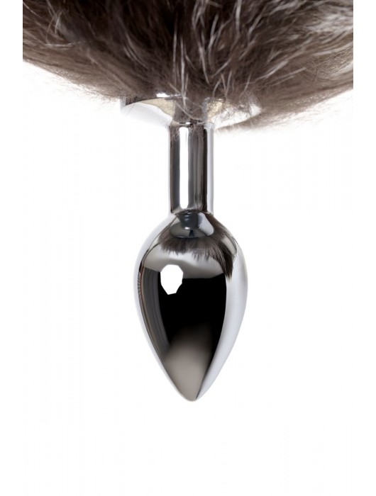 Серебристая металлическая анальная втулка с хвостом чернобурой лисы - размер S - ToyFa - купить с доставкой в Курске